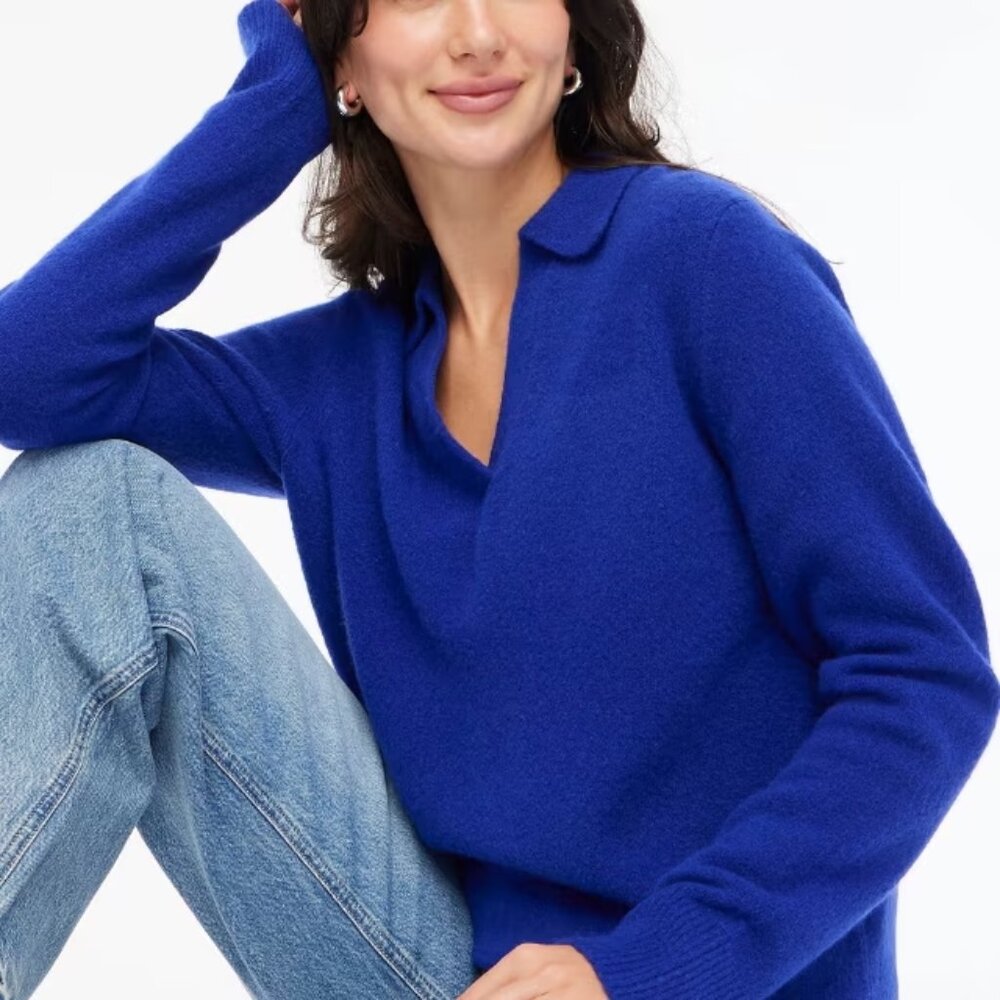 Polo Sweater in extra-soft yarn - Azurite Blue